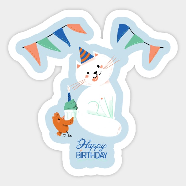 Birthday Cat Sticker by BabyKarot